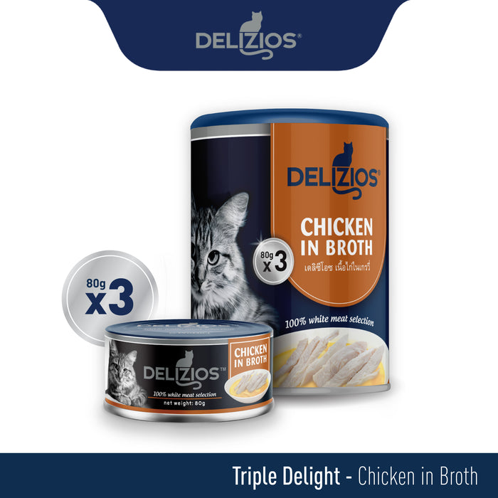 (Selection) Delizios Bonito 3in1 Triple Delight Bundle Pack (80g x 3 Cans)