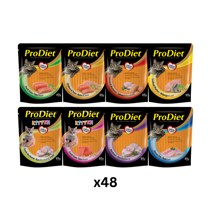 (Selection) ProDiet 85G Wet Cat Food x 48