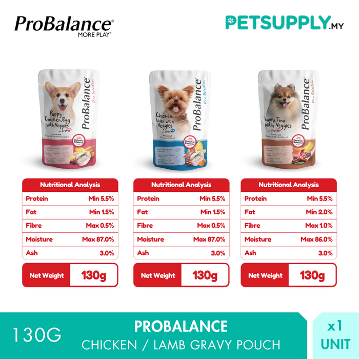 Probalance 130g Puppy Chicken, Egg with Vege Gravy Pouch