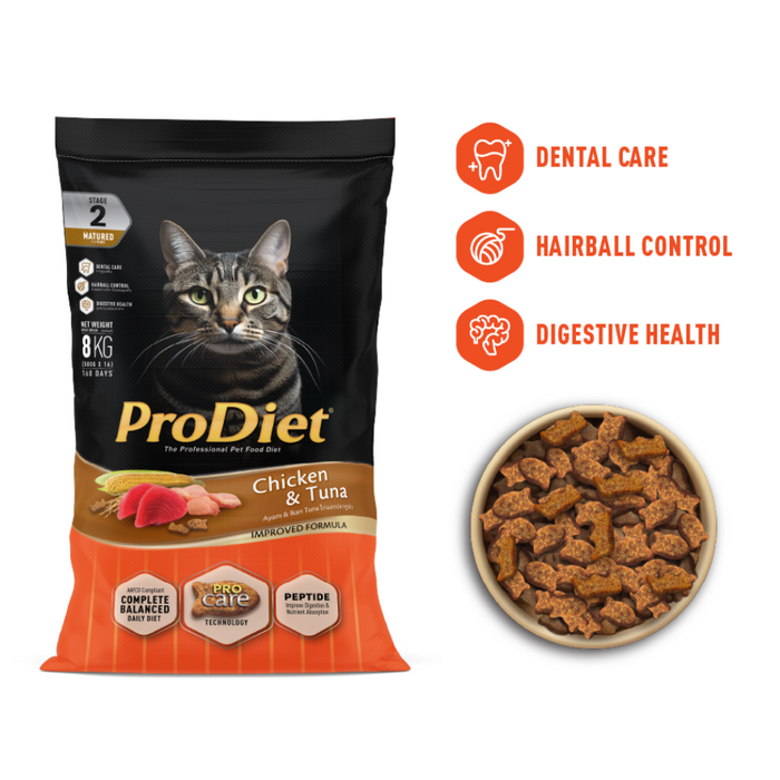 Prodiet 8kg Chicken Tuna Adult Dry Cat Food