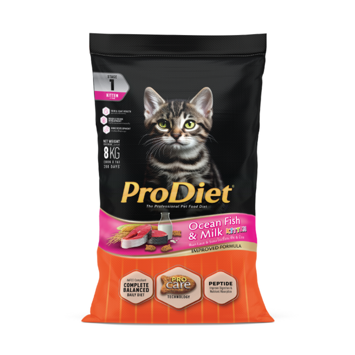 Prodiet 8kg Kitten Ocean Fish And Milk Dry Cat Food