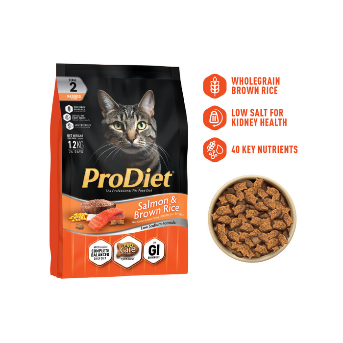 Prodiet 1.2kg Salmon & Brown Rice Dry Cat Food