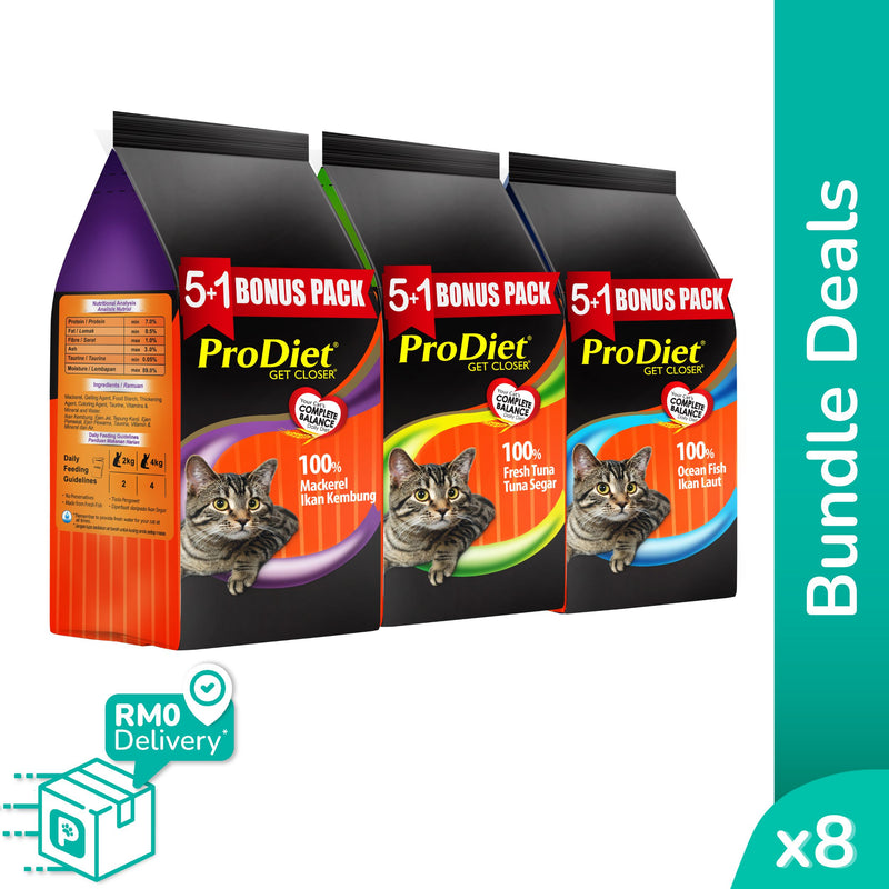[Bundle Deals] ProDiet 4kg Promo Pack Wet Cat Food (85g x 6 x 8 packs) - 3 Flavours