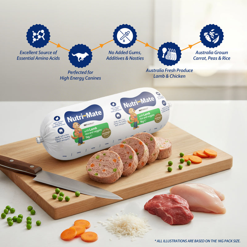 Nutri-Mate Lamb/Chicken/Beef with Rice and Veggies 1kg / 2kg (Keep Frozen)
