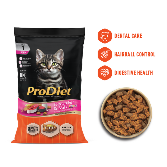 Prodiet 8kg Kitten Ocean Fish And Milk Dry Cat Food