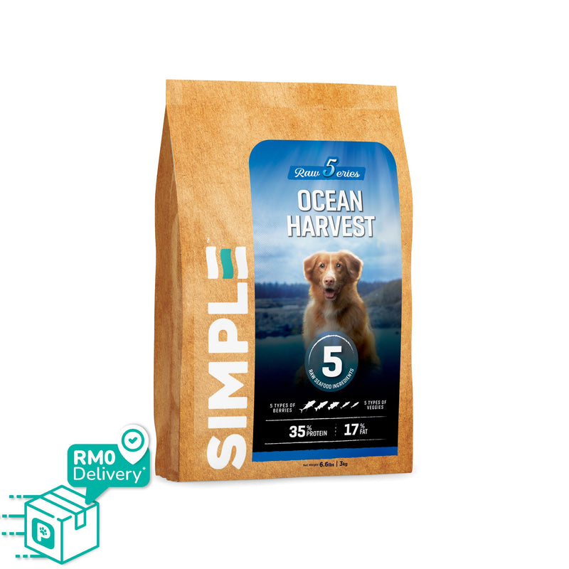 Simple 3kg Raw 5 Series Premium Dog Dry Kibbles (Country Medley / Ocean Harvest / Grassland Bounty)