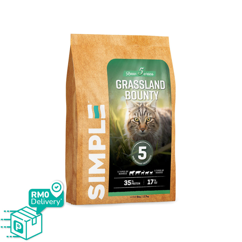 Simple 2.7kg Raw 5 Series Premium Cat Dry Kibbles (Country Medley / Ocean Harvest / Grassland Bounty)