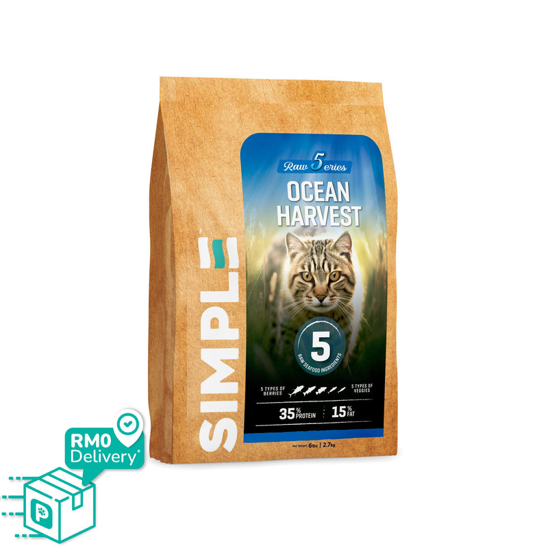 Simple 2.7kg Raw 5 Series Premium Cat Dry Kibbles (Country Medley / Ocean Harvest / Grassland Bounty)