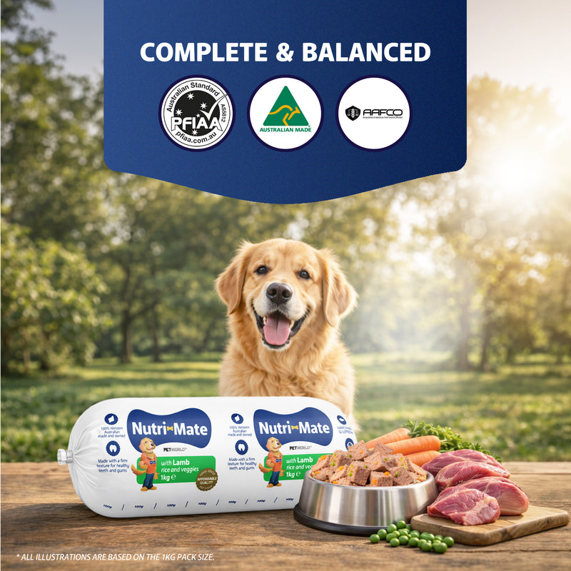 Nutri-Mate Lamb/Chicken/Beef with Rice and Veggies 1kg / 2kg (Keep Frozen)