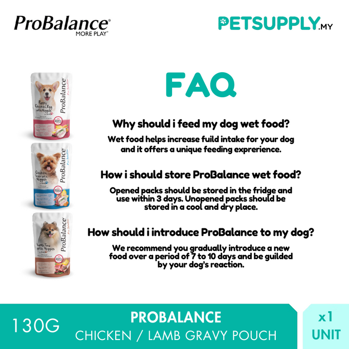 Probalance 130g Puppy Chicken, Egg with Vege Gravy Pouch