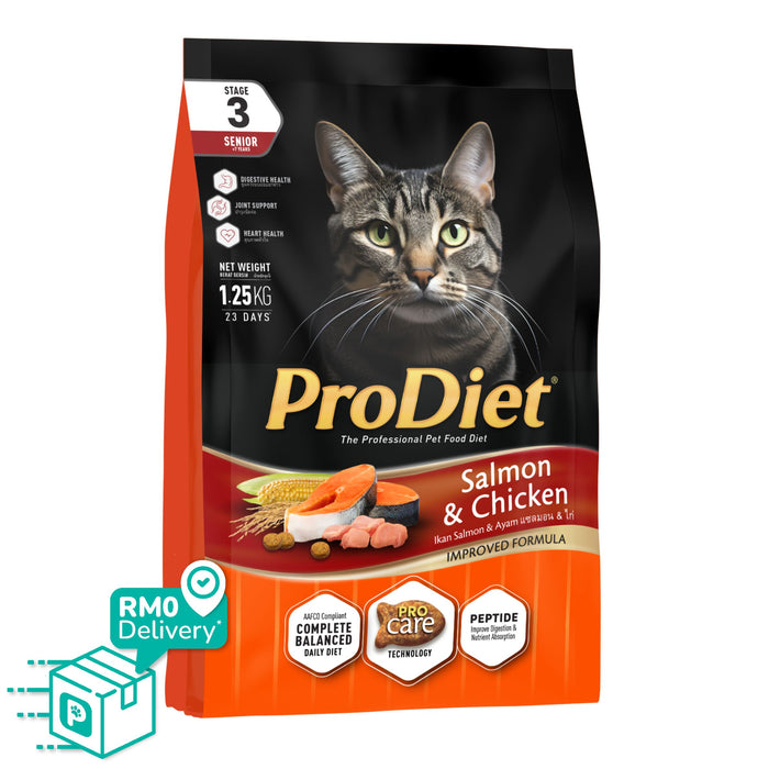 Prodiet 1.25kg Senior Dry Cat Food - Salmon & Chicken