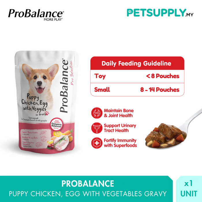 Probalance 130g Puppy Chicken, Egg with Vege Gravy Pouch