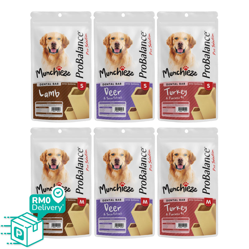 ProBalance Munchiezz Dental Bar 100g (Lamb / Turkey / Deer) Size S & M Dental Health Support