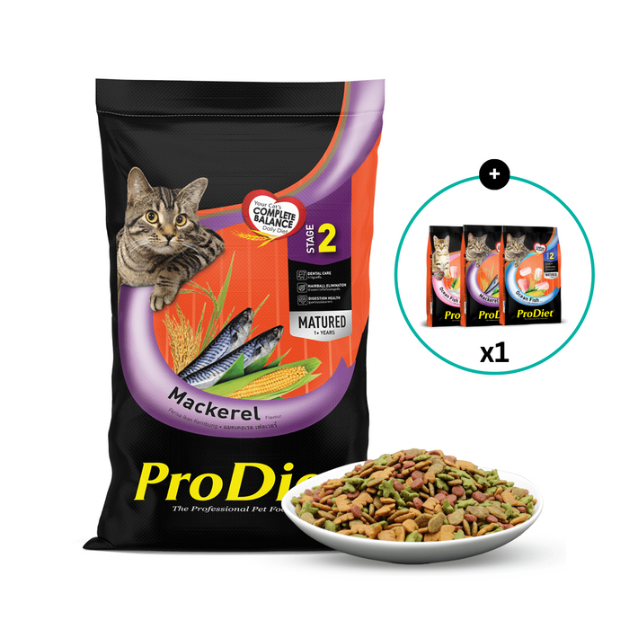 [FREE500G] ProDiet 8KG Mackerel Dry Cat Food
