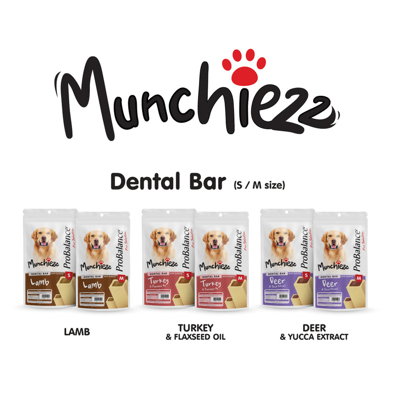 ProBalance Munchiezz Dental Bar 100g (Lamb / Turkey / Deer) Size S & M Dental Health Support