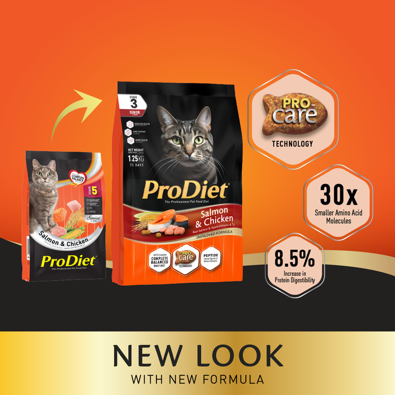 Prodiet 1.25kg Senior Dry Cat Food - Salmon & Chicken