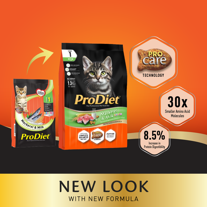 Prodiet 1.3kg Kitten Dry Cat Food - Milk Mackerel