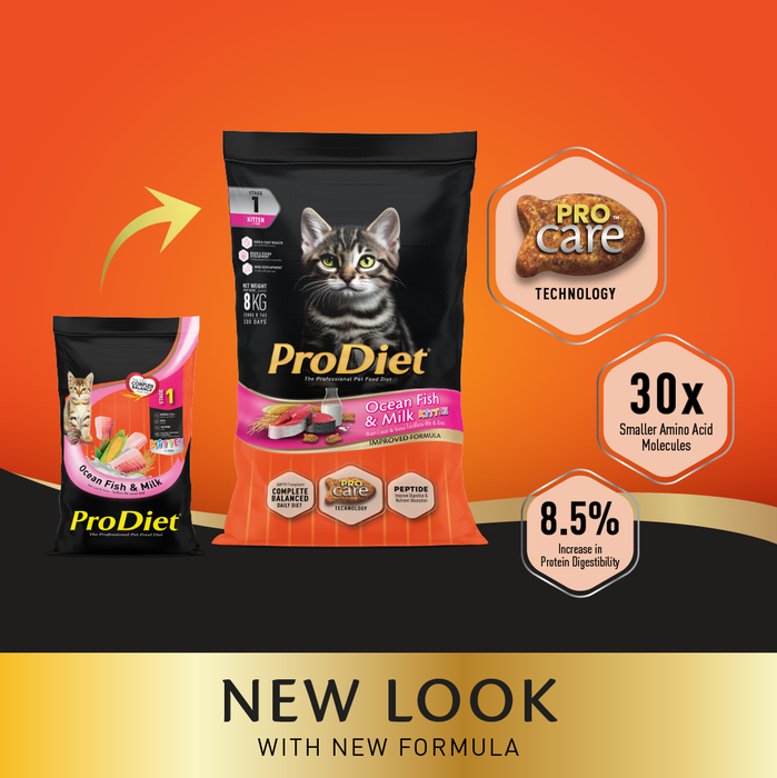 Prodiet 8kg Kitten Ocean Fish And Milk Dry Cat Food