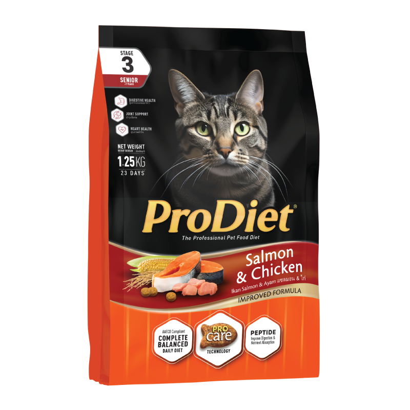 Prodiet 1.25kg Senior Dry Cat Food - Salmon & Chicken