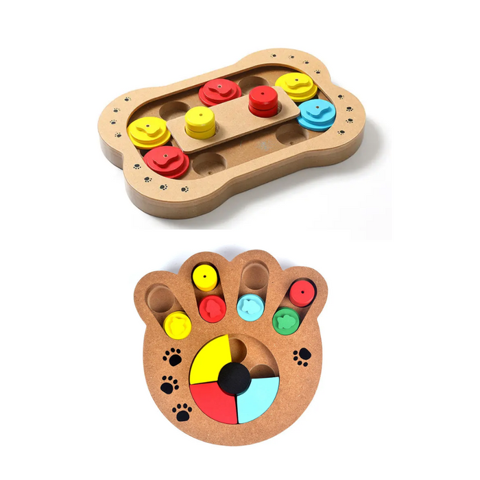 Funtails Wood IQ Puzzle Pet Toy (Bone / Paw)