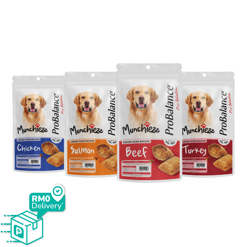 ProBalance Munchiezz Centre-Filled Biscuits 100g (Chicken / Salmon / Beef / Turkey) Dental Health Support