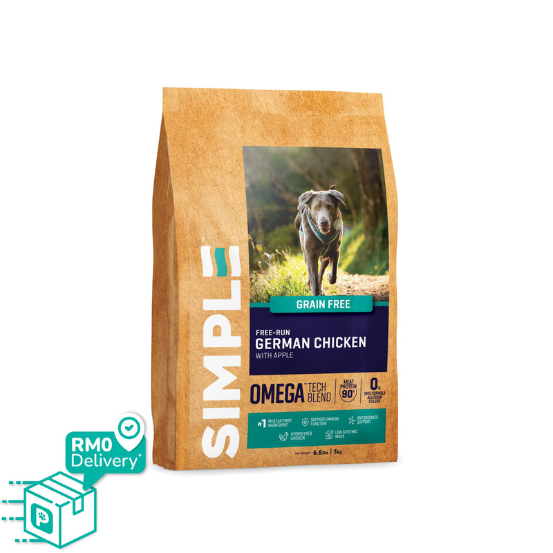 Simple 3kg Grain Free Dog Dry Food (Salmon / Chicken / Lamb)
