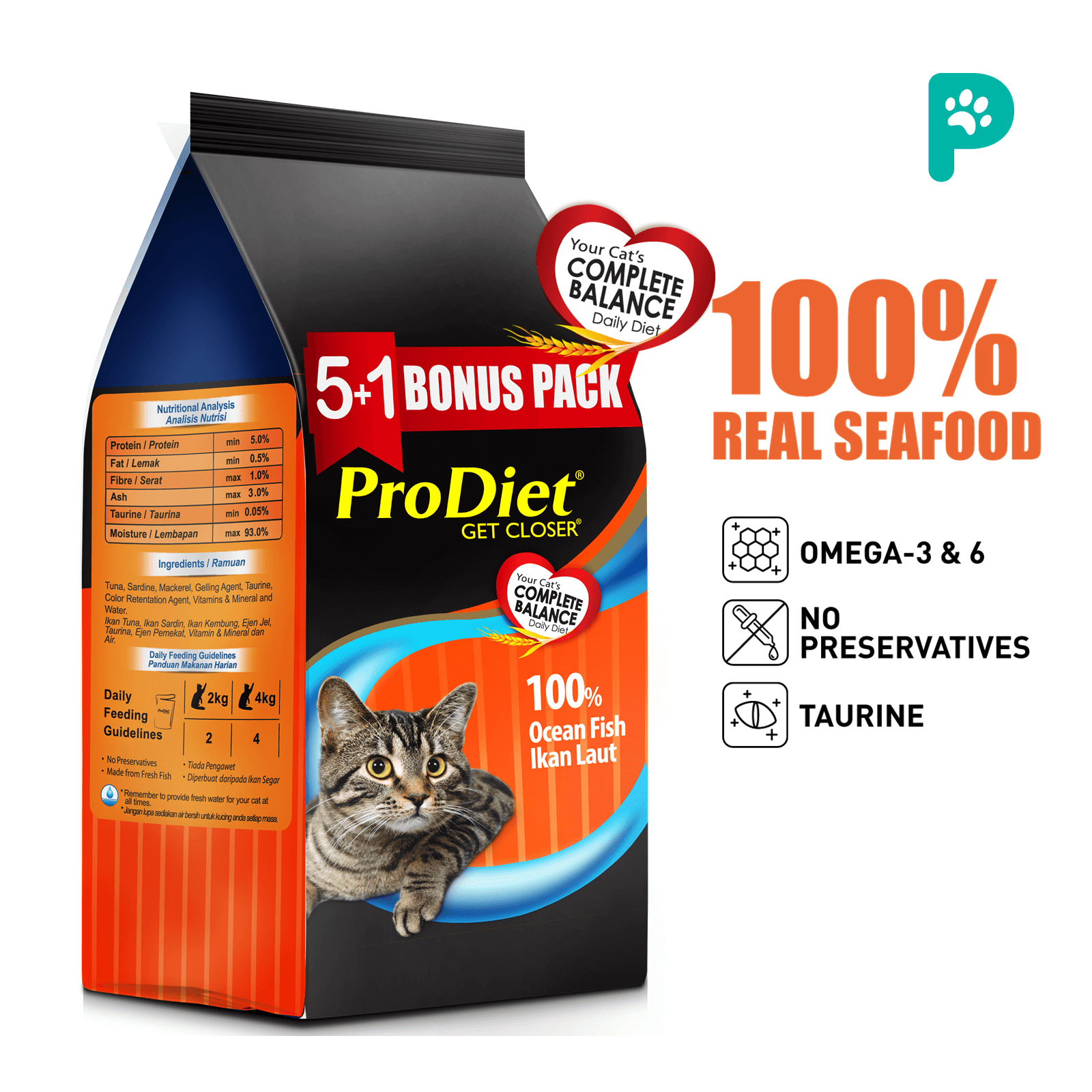 ProDiet Wet Cat Food Ocean Fish 85G 5+1 (Promo Pack)