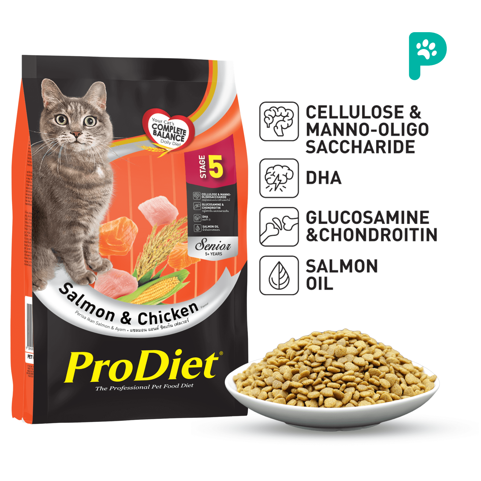 ProDiet 1.25KG Salmon Chicken Dry Senior Cat Food